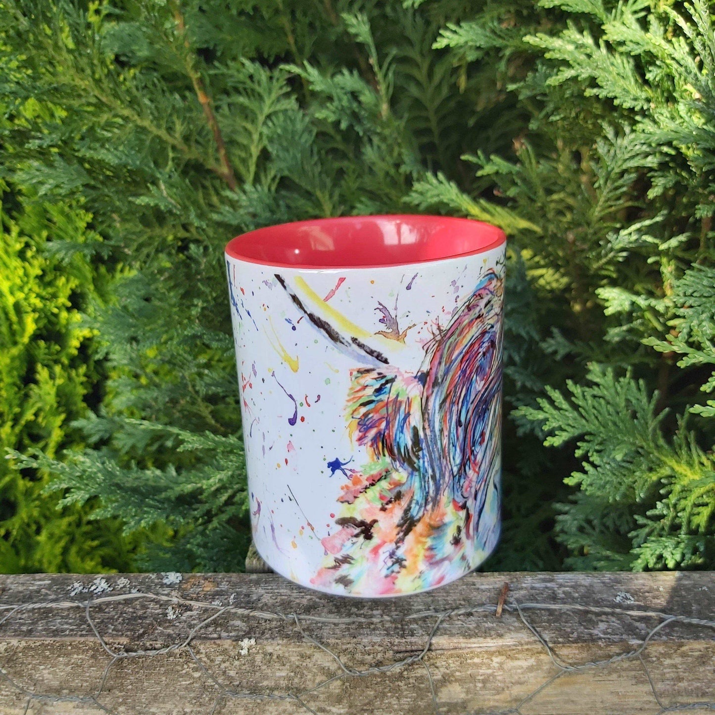 Red Watercolour highland cow mug - Sew Tilley