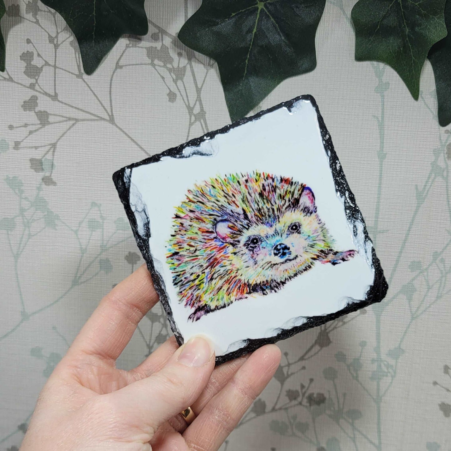 Hedgehog slate coaster