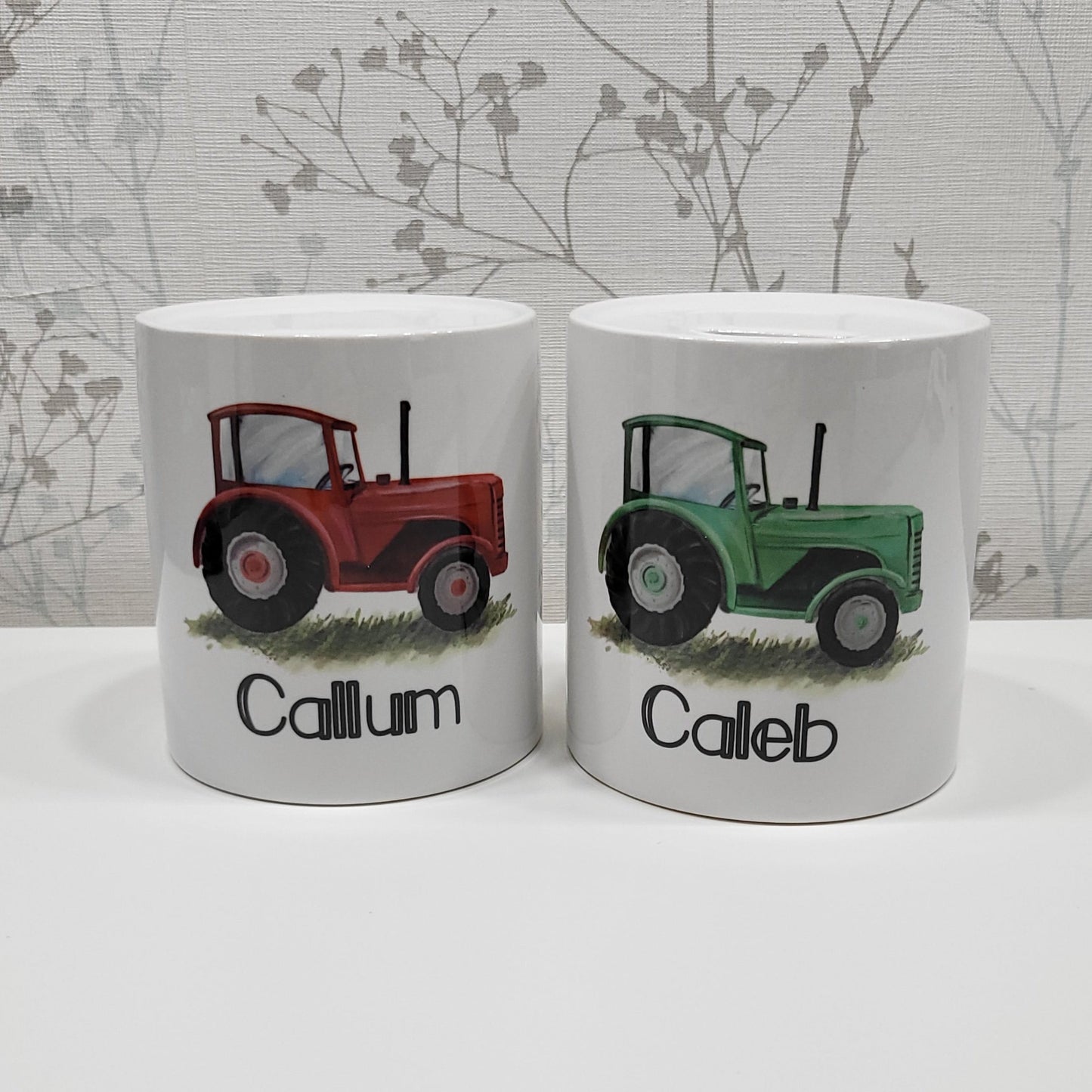 Blue tractor personalised money box - Ceramic money boxes