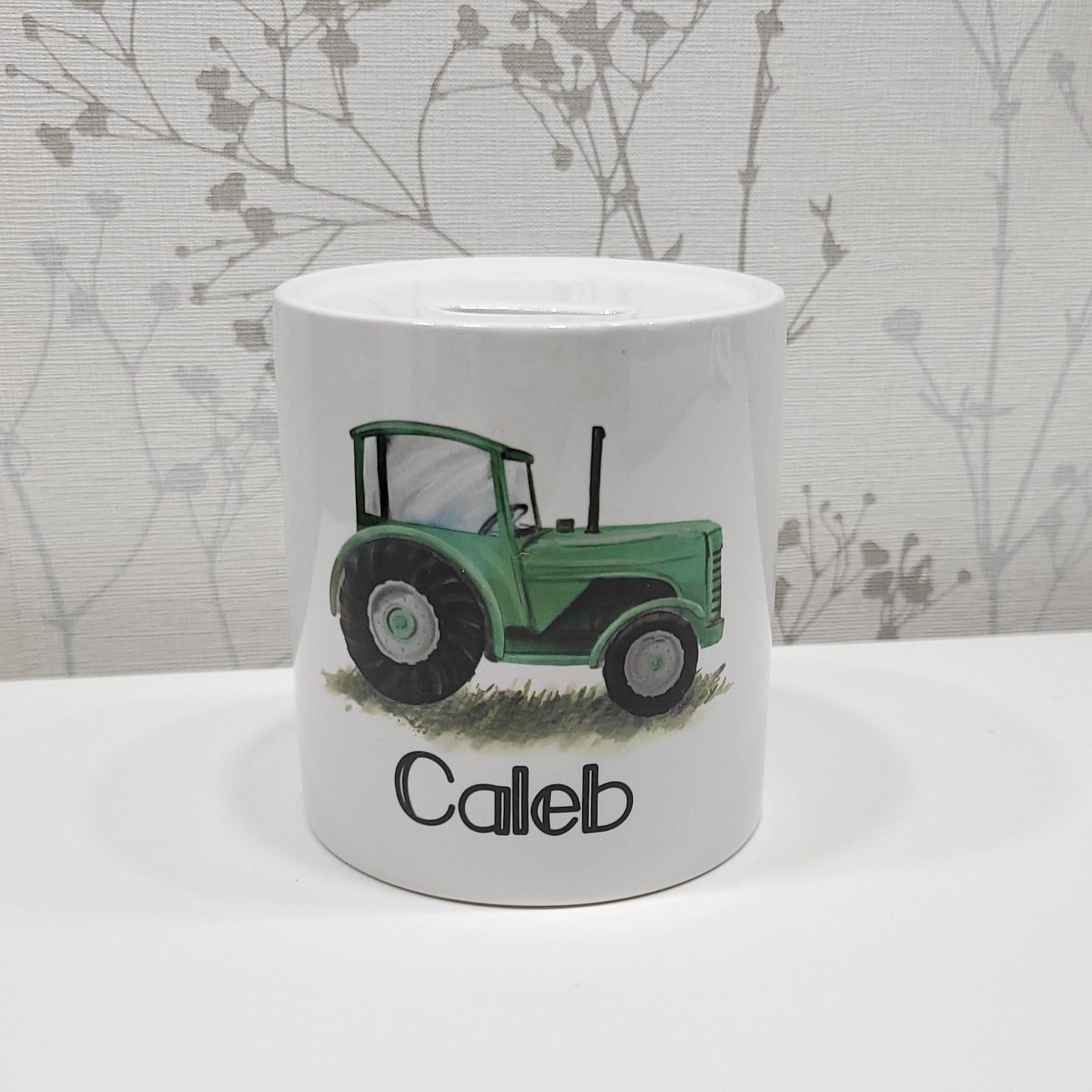 Blue tractor personalised money box - Ceramic money boxes