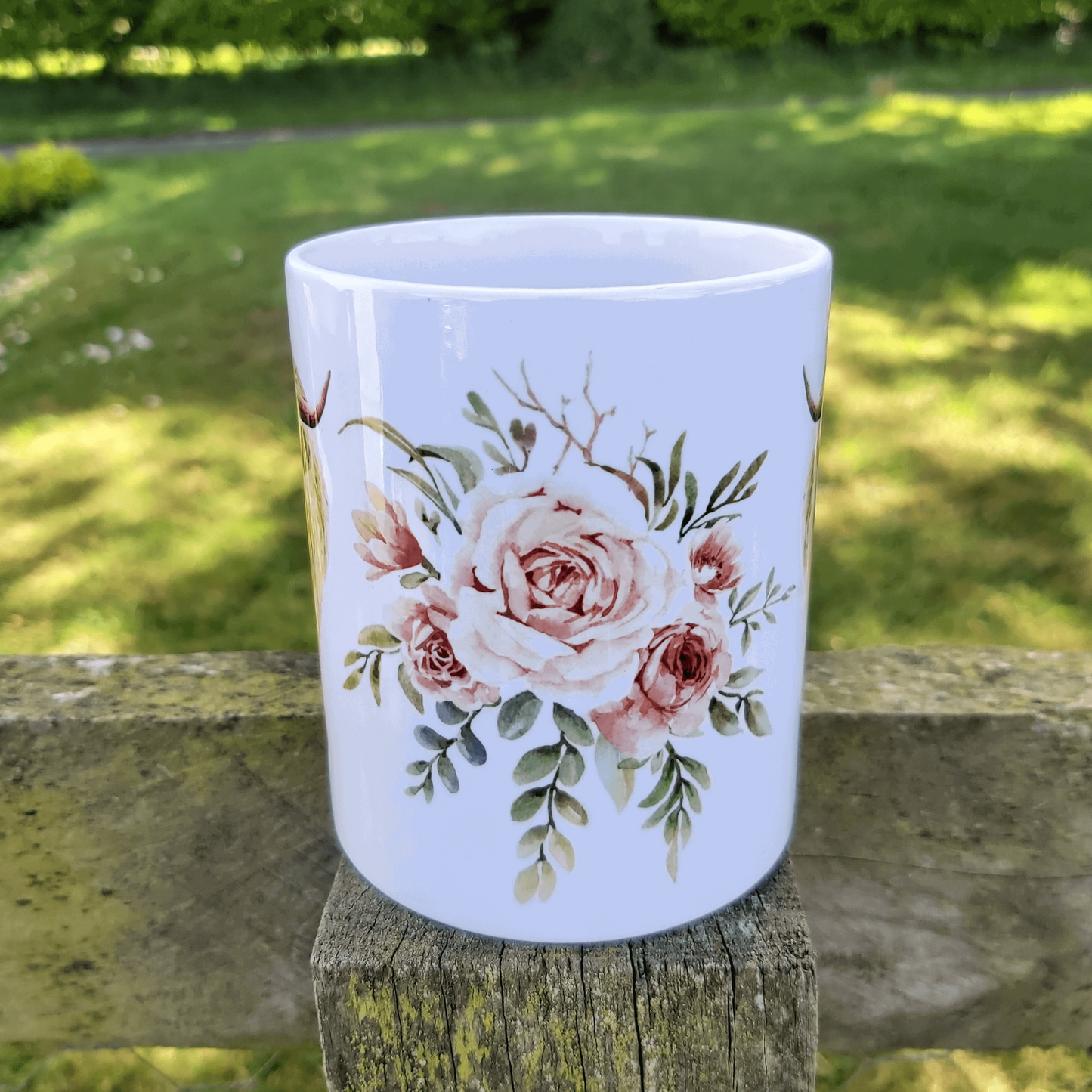 Highland cow and flower mug - Sew Tilley