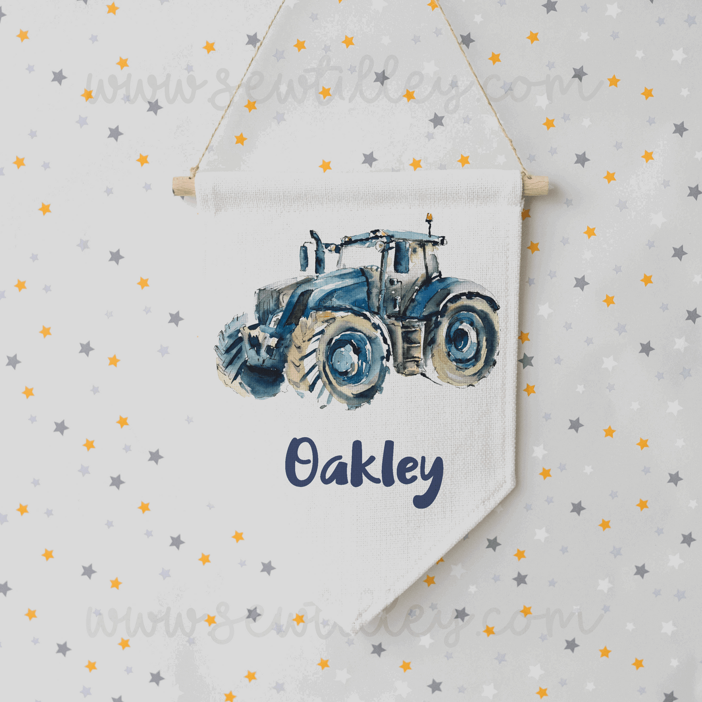 Tractor linen flag - 6 options - Sew Tilley