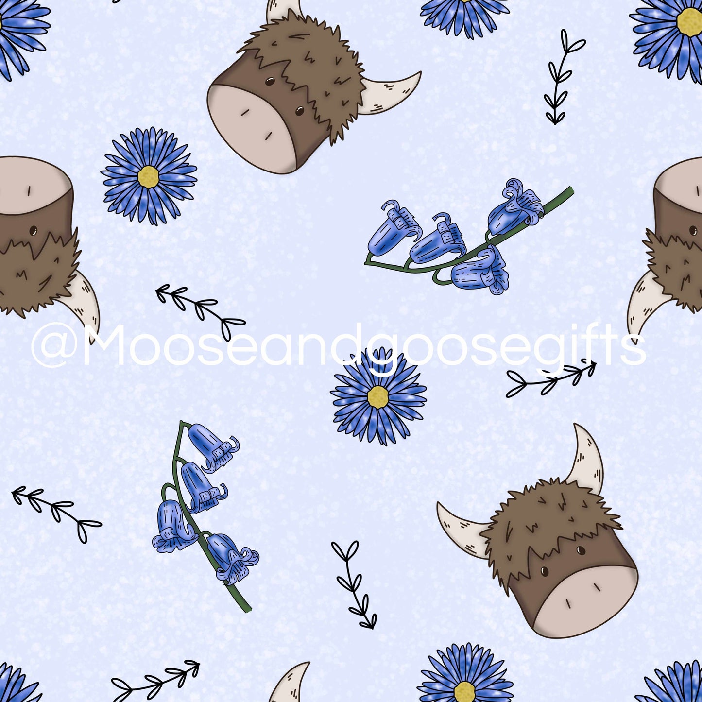 Highland Cow Seamless Pattern