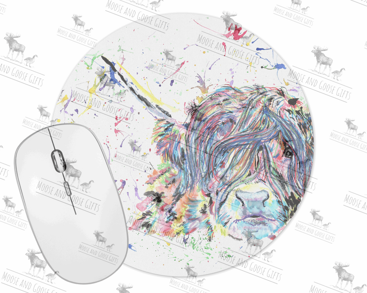 Highland cow mouse mat - Moose and Goose Gifts
