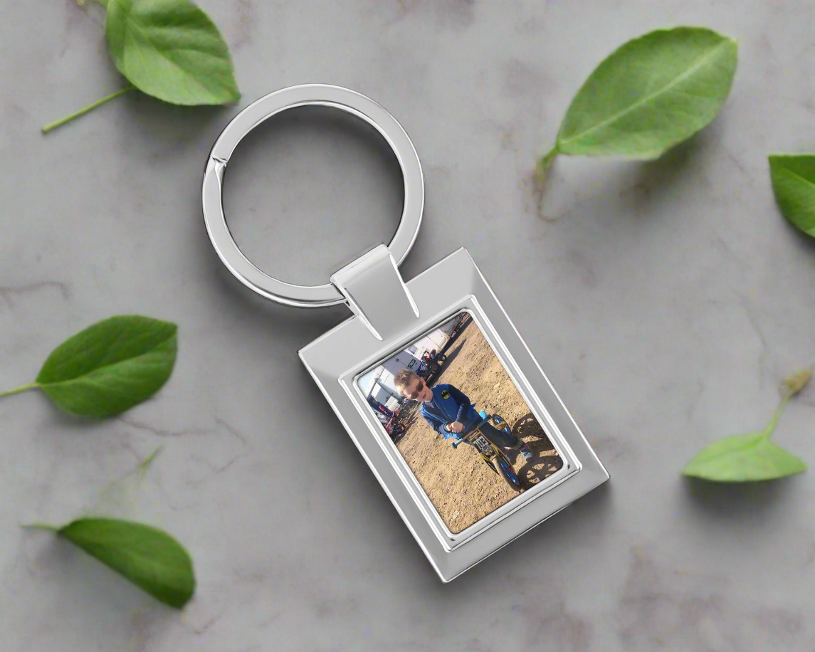 Personalised rectangle photo keyring