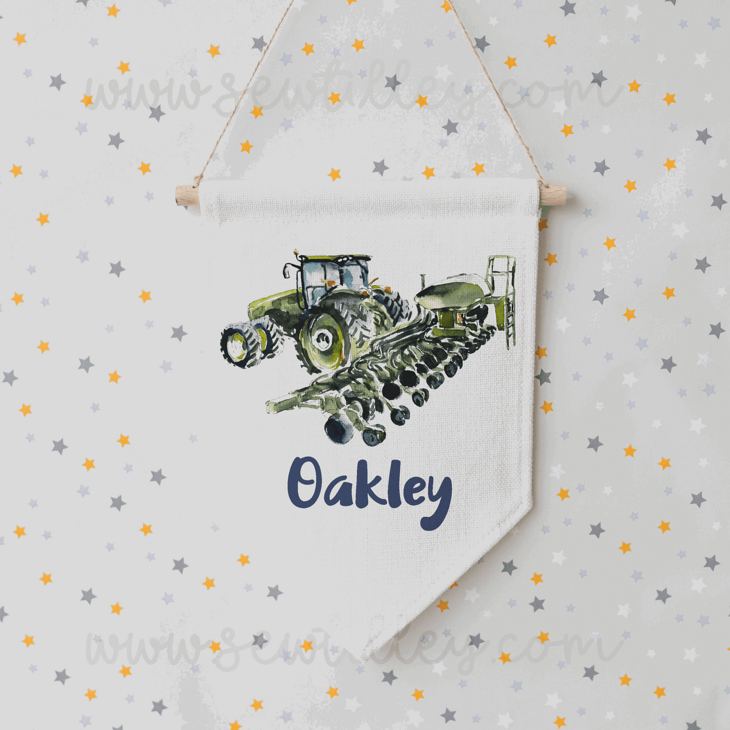 Tractor linen flag - 6 options - Sew Tilley
