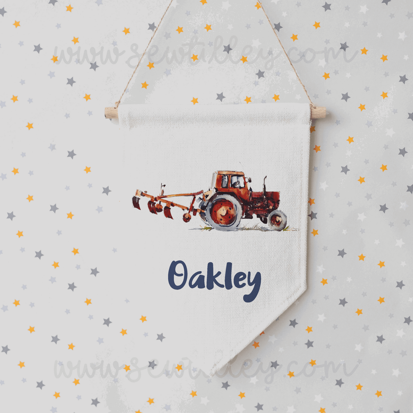 Tractor linen flag - 6 options - Sew Tilley