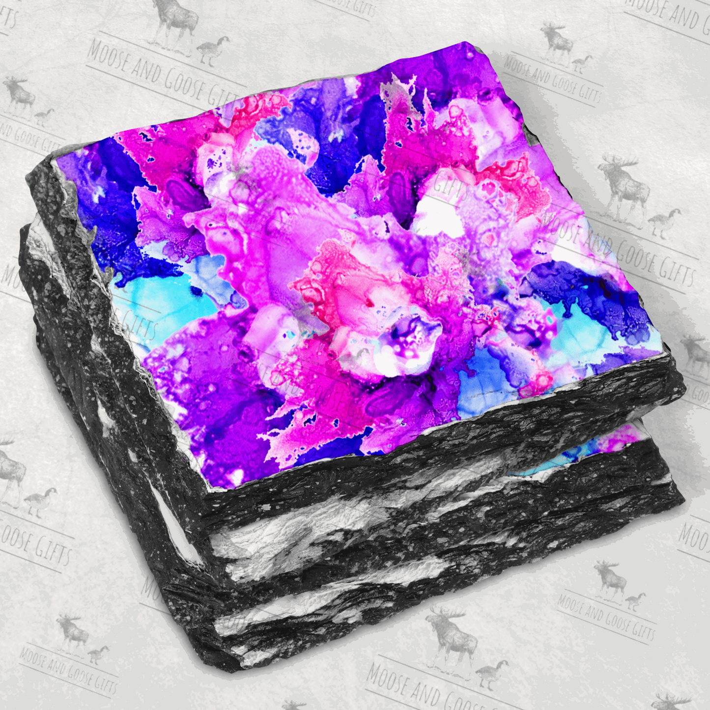 Purple splash slate coaster - Moose and Goose Gifts