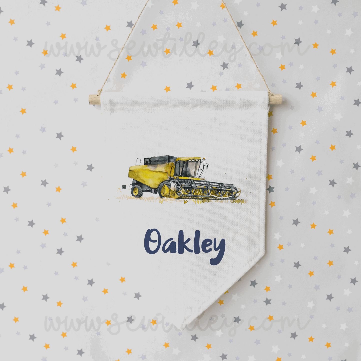Tractor linen flag - 6 options - Sew Tilley