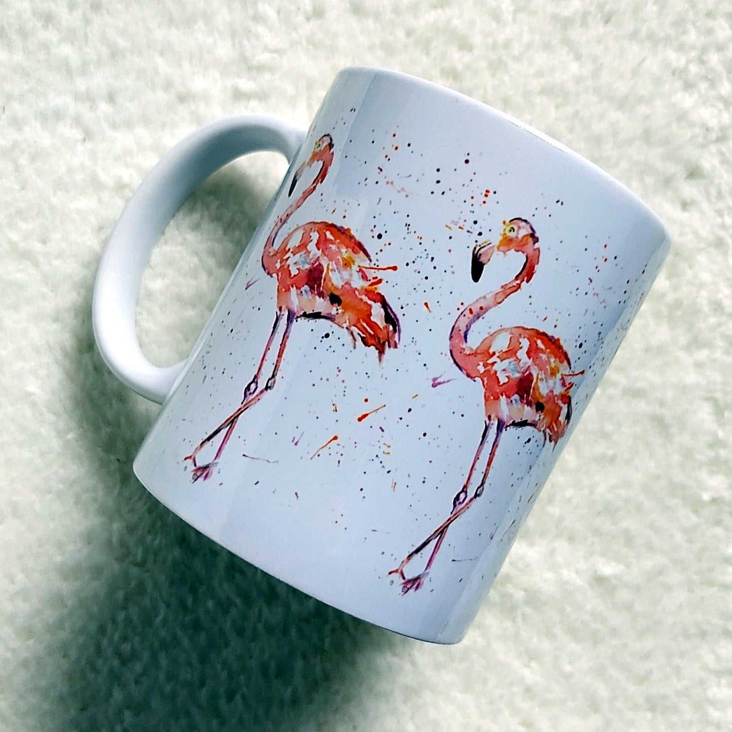 Watercolour Flamingo mug - Sew Tilley