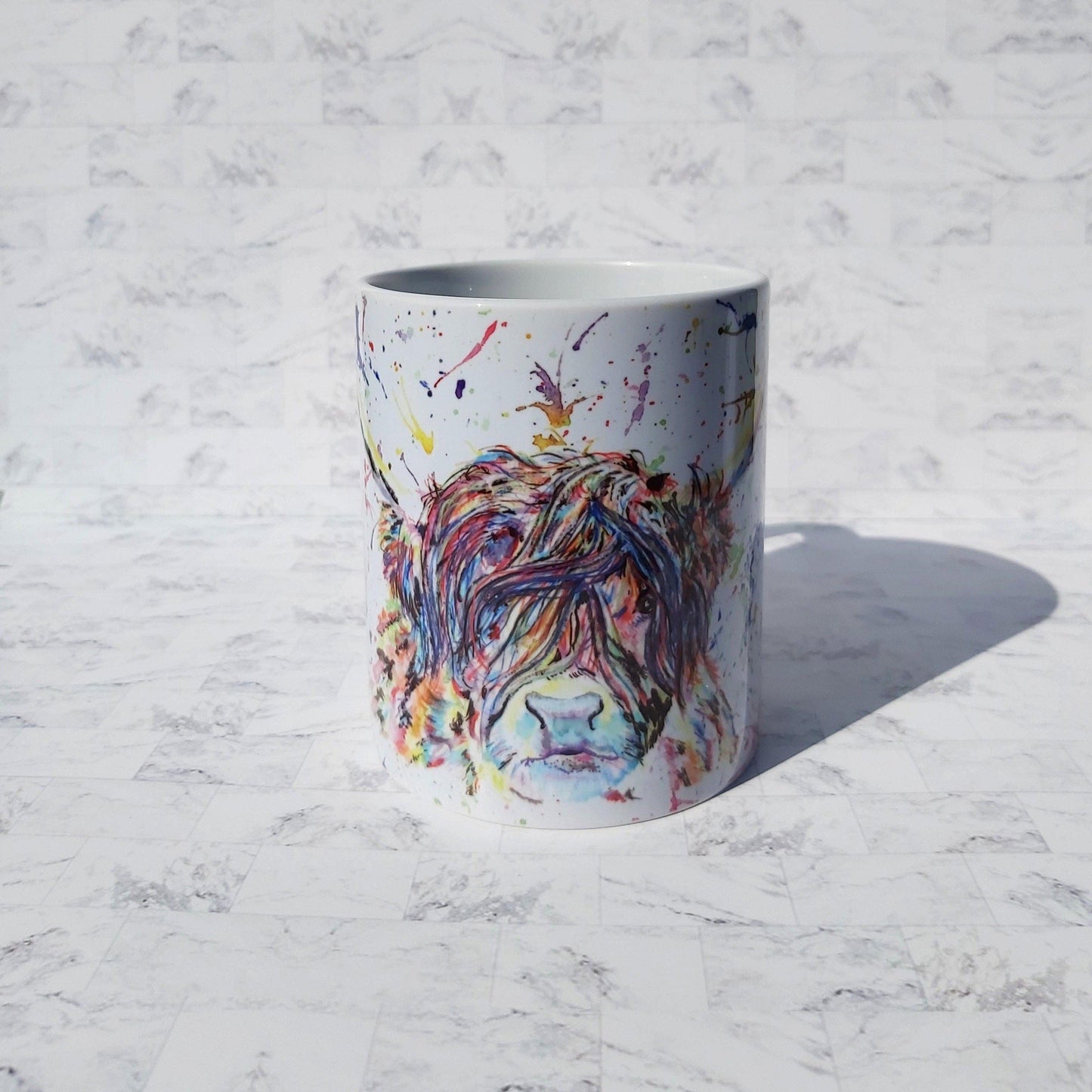 Water colour highland cow mug - Sew Tilley