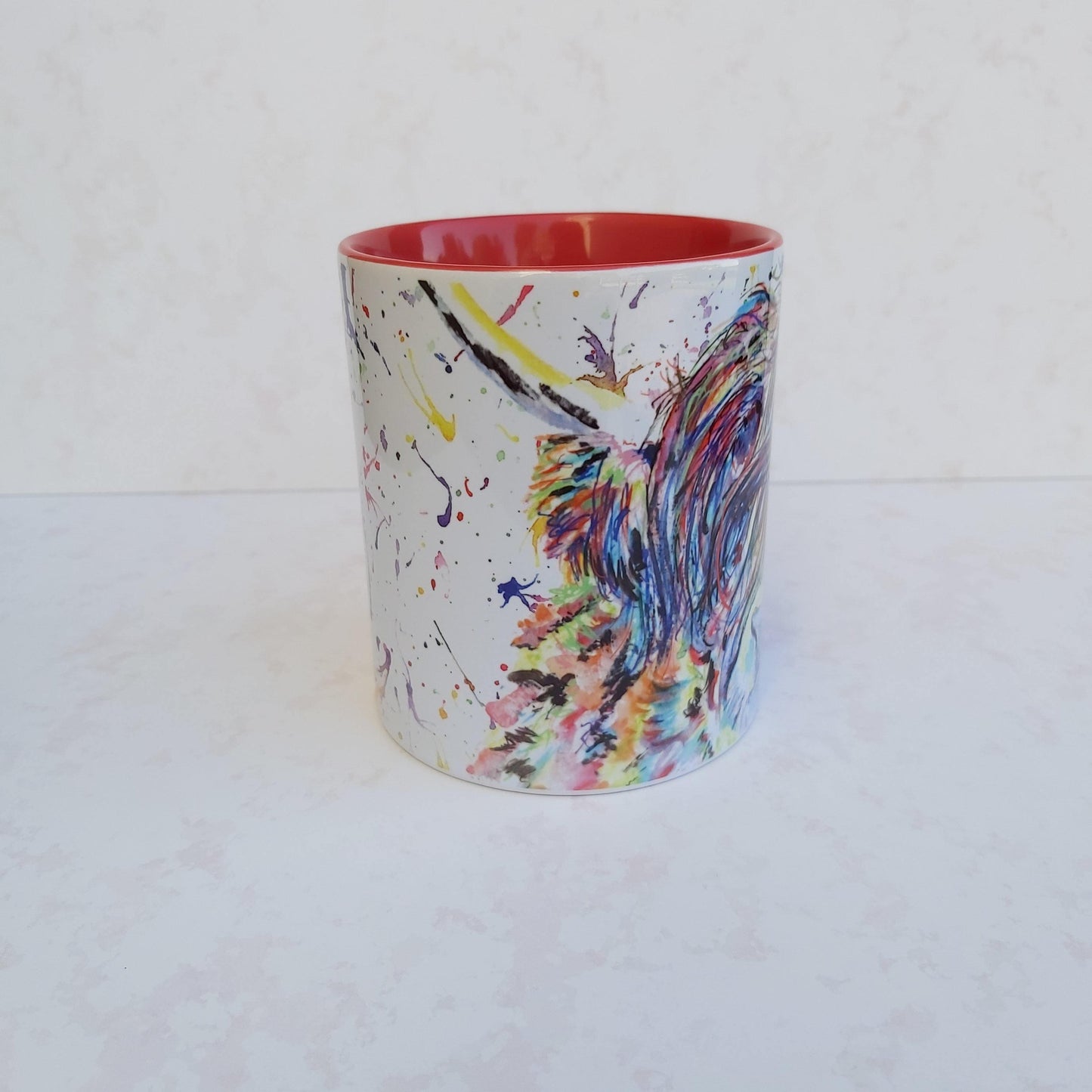 Red Watercolour highland cow mug - Sew Tilley