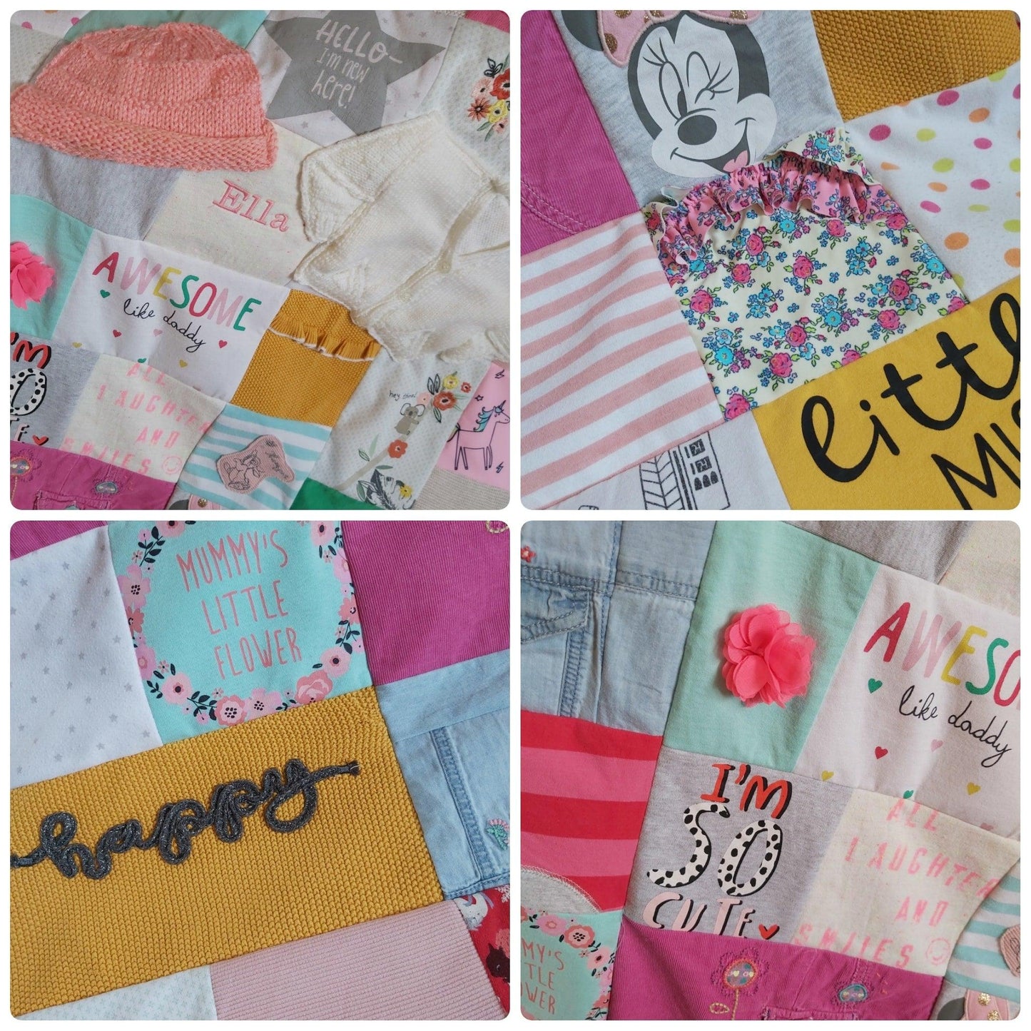 Memory keepsake bears and blankets pink close up of patchwork squares