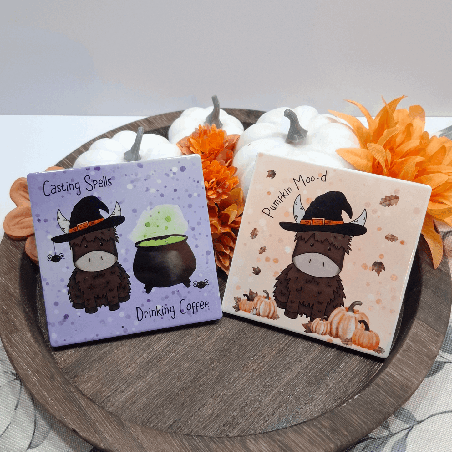 Pumpkin Mood – Orange Square Halloween Coaster