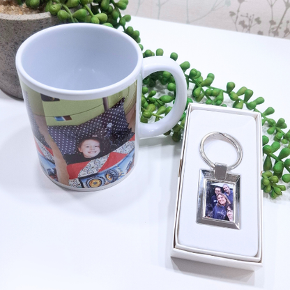 Photo Mug + Metal Keyring Bundle (Perfect Personalised Gift Set)