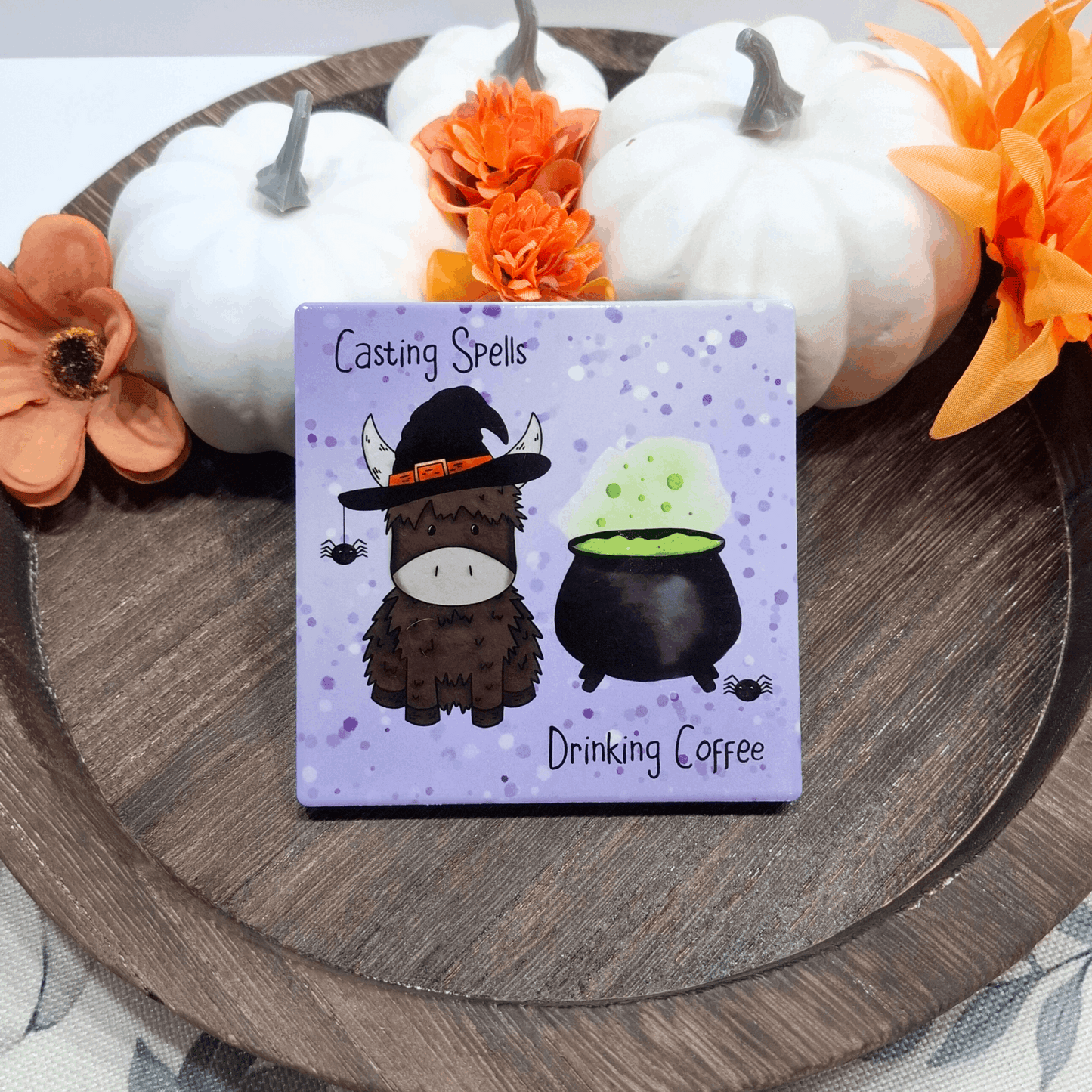 Casting Spells – Purple Square Halloween Coaster