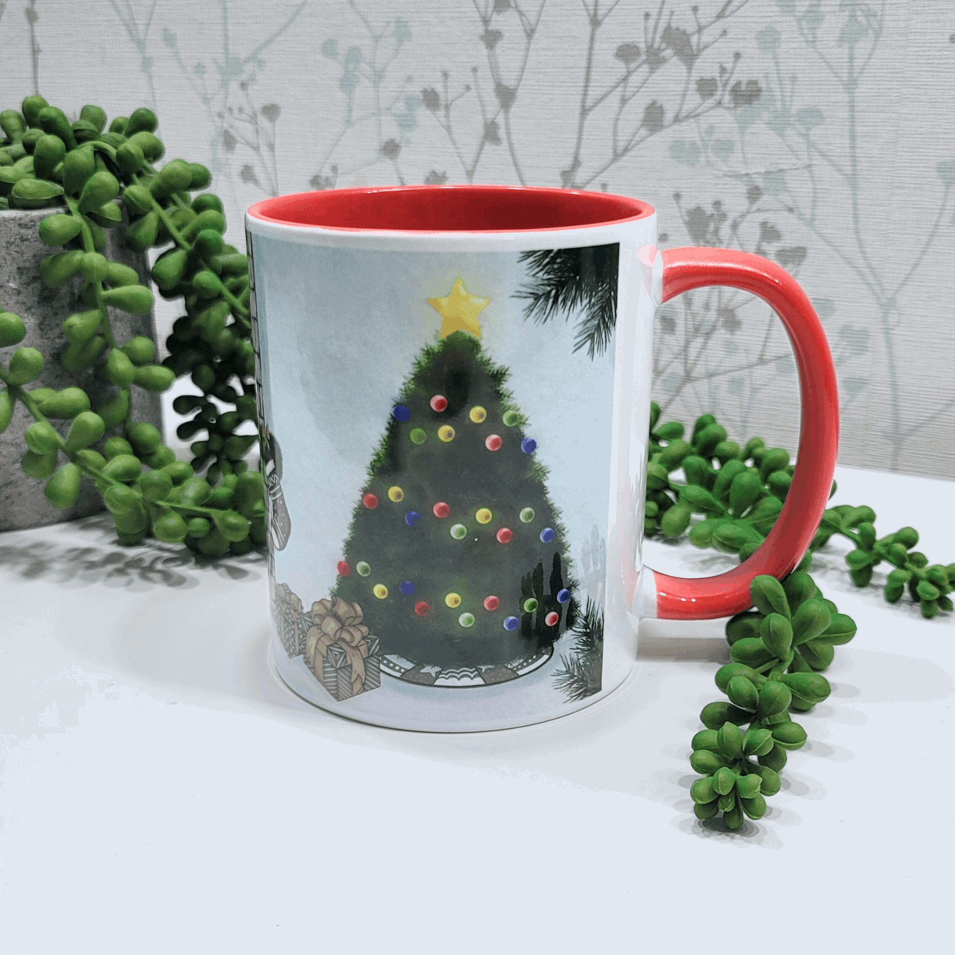 Hand-Drawn Christmas Highland Cow Mug – Festive Gift