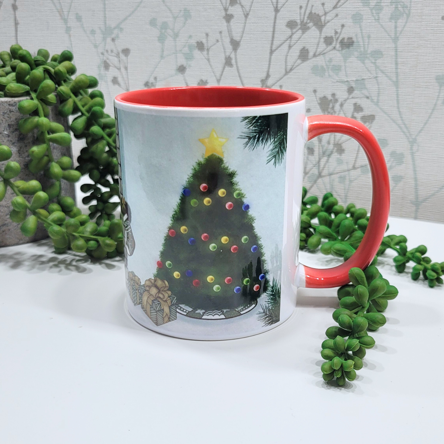 Hand-Drawn Christmas Highland Cow Mug – Festive Gift