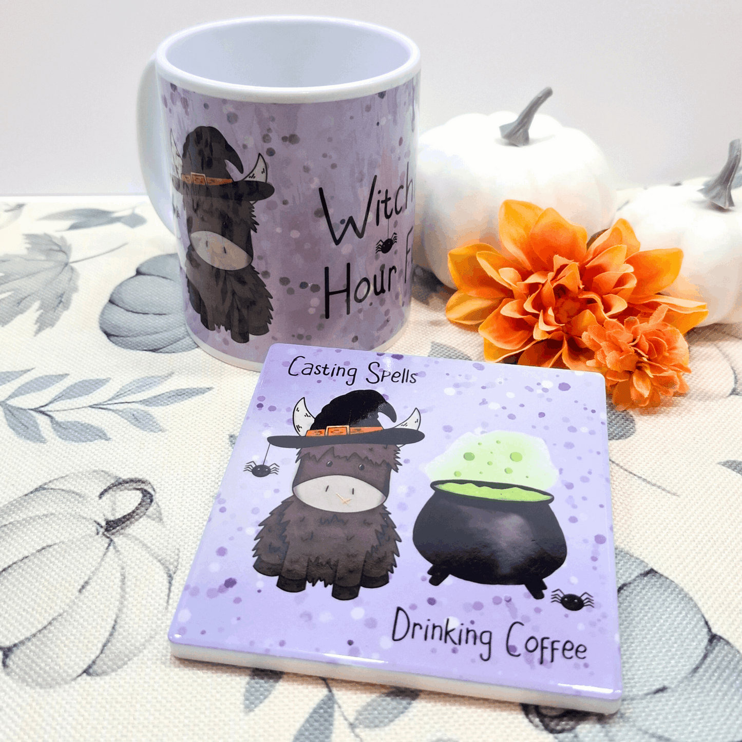 Casting Spells – Purple Square Halloween Coaster