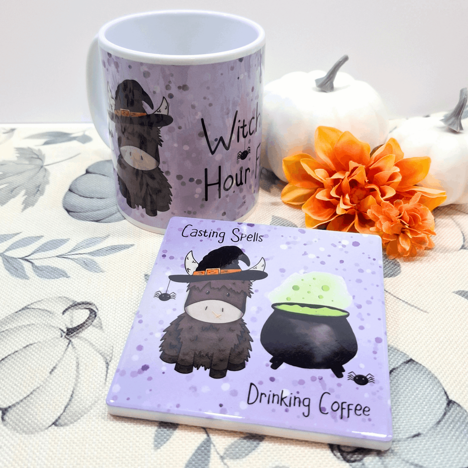 Casting Spells – Purple Square Halloween Coaster