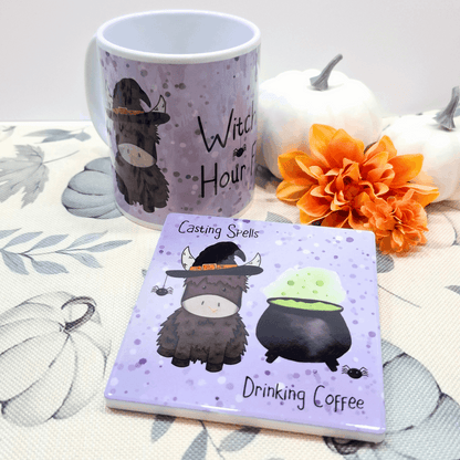 Casting Spells – Purple Square Halloween Coaster