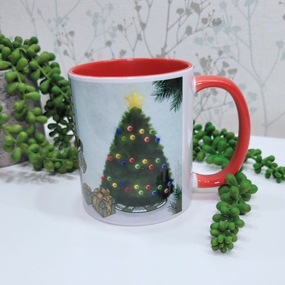 Hand-Drawn Christmas Highland Cow Mug – Festive Gift