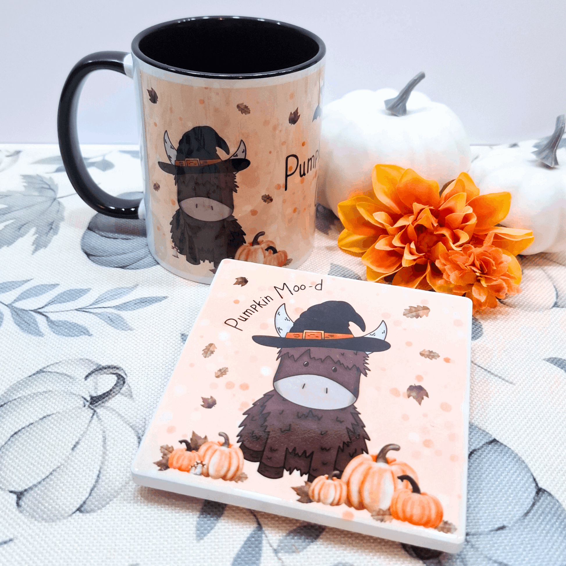 Pumpkin Mood – Orange Square Halloween Coaster