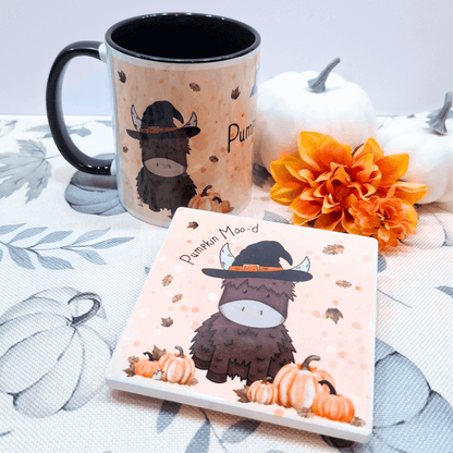Pumpkin Mood – Orange Square Halloween Coaster