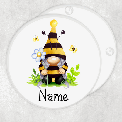 Gnome bee coaster - Round glass coasters