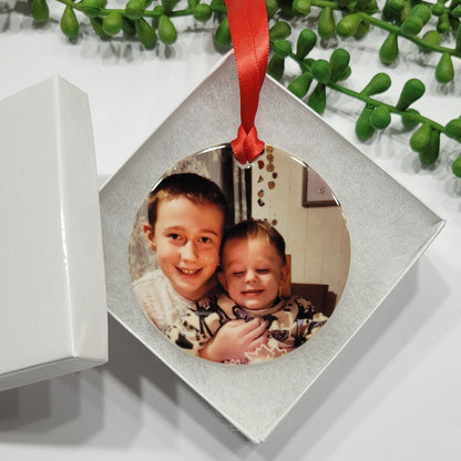 Ceramic personalised photo Christmas decoration