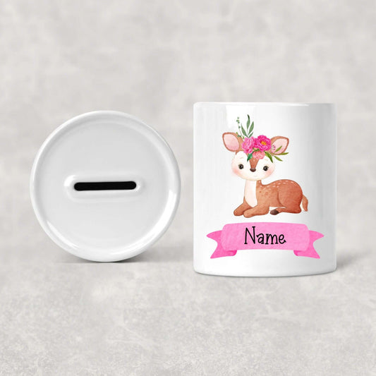 Personalised money box - ceramic money box - Gifts for children - Deer money box - M&G Gifts