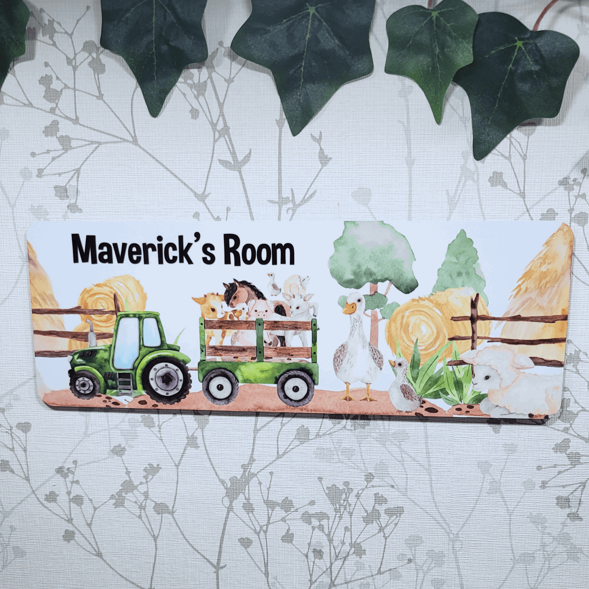Personalised farm theme children door sign