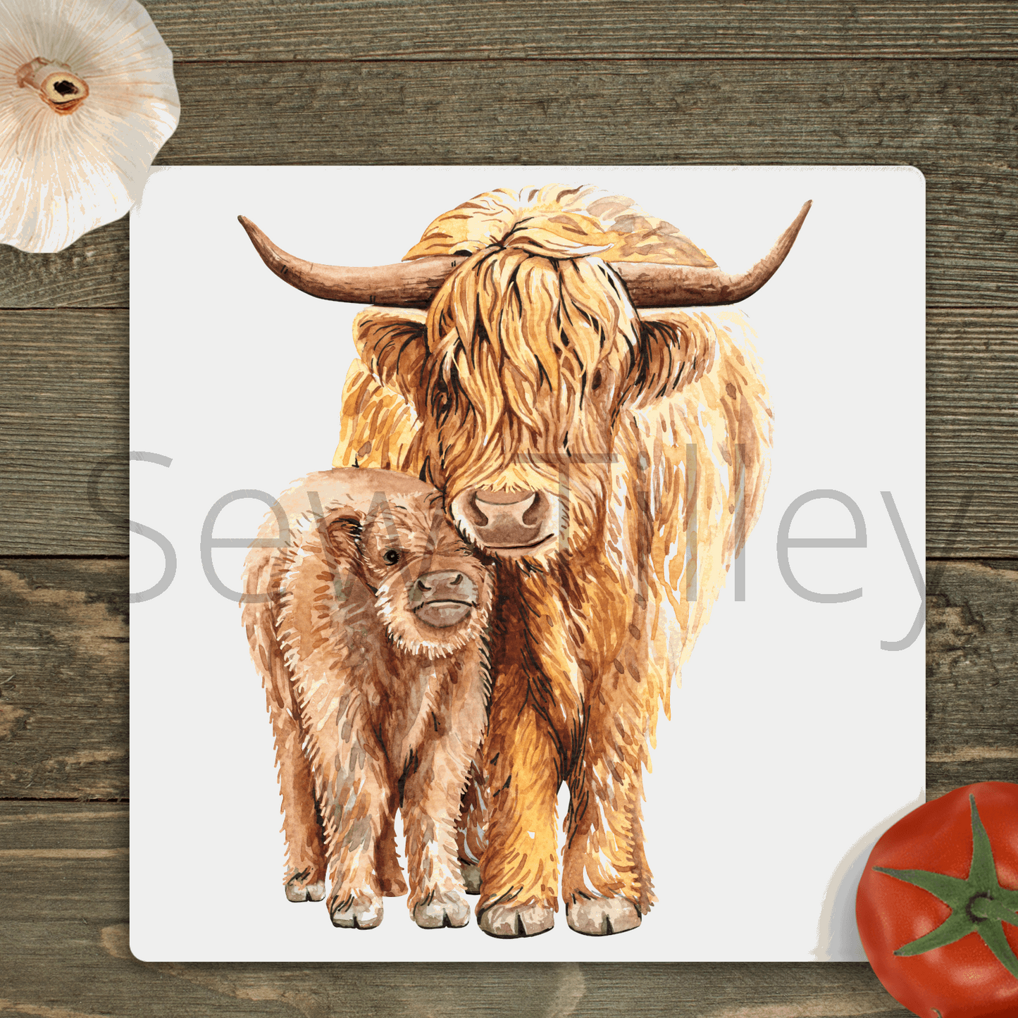 Highland cow glass cutting board - multiple options - Sew Tilley