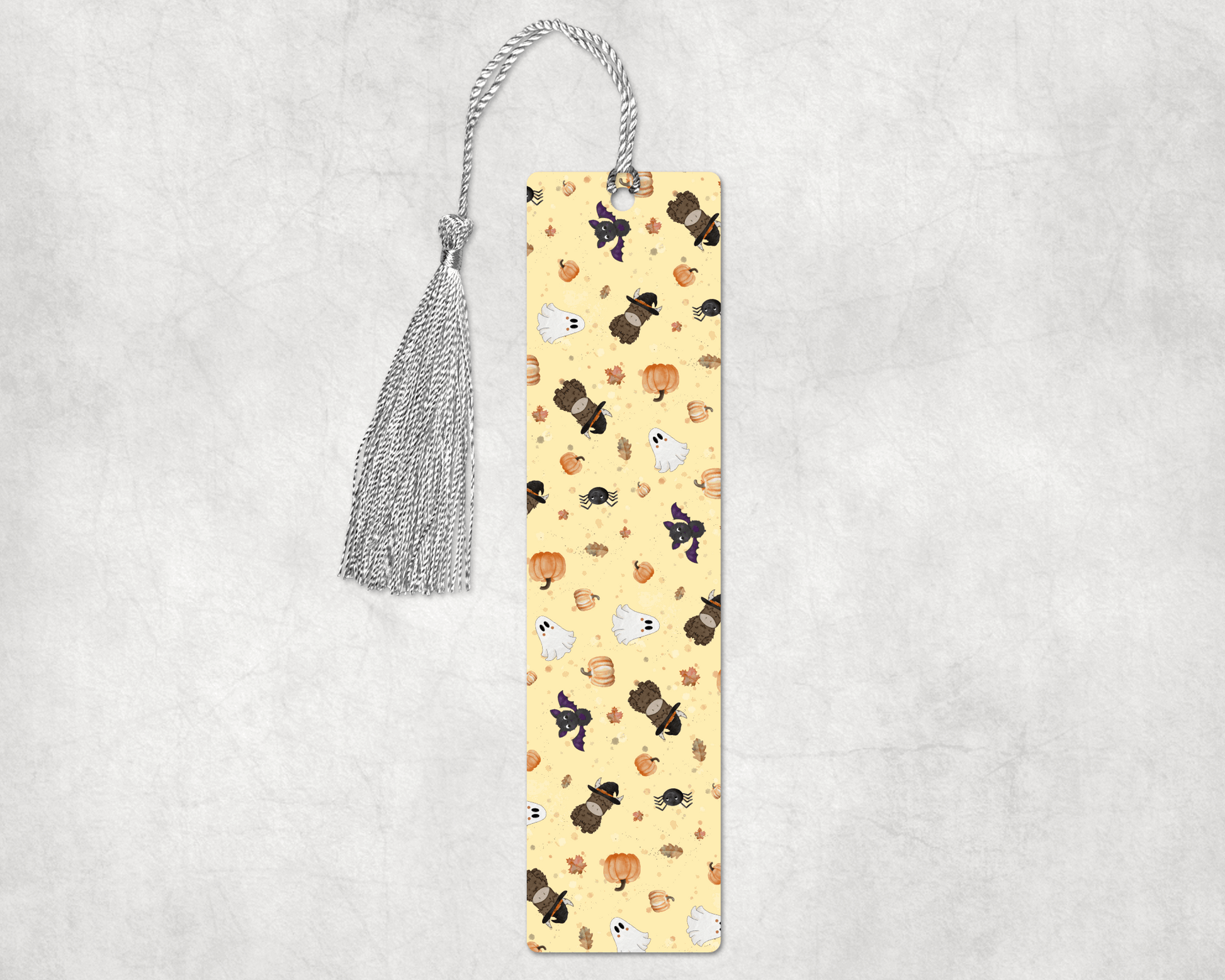 Bookmark with highland cow Halloween design. personalised by moose and goose gifts.