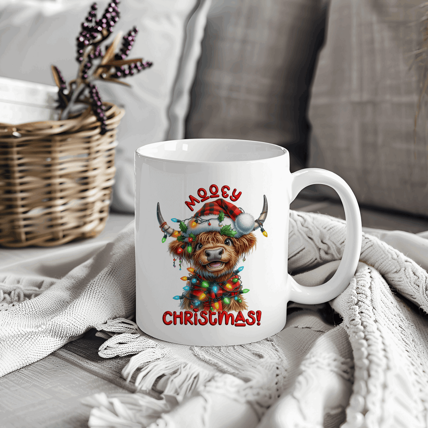 Mooey Christmas highland cow mug - Christmas mug - festive mug - moose and goose gifts personalised keepsakes and gifts