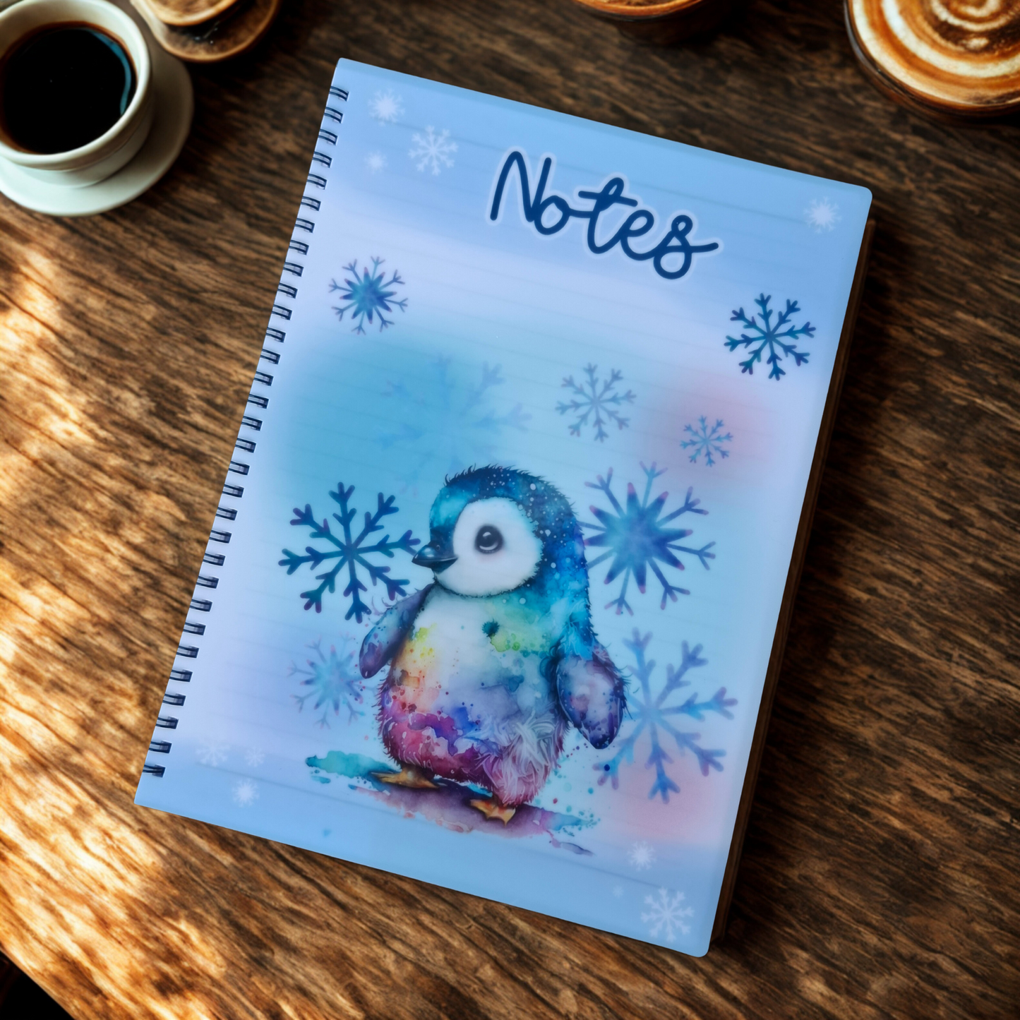Rainbow Penguin Notebook – Personalised Stationery for Kids & Penguin Lovers