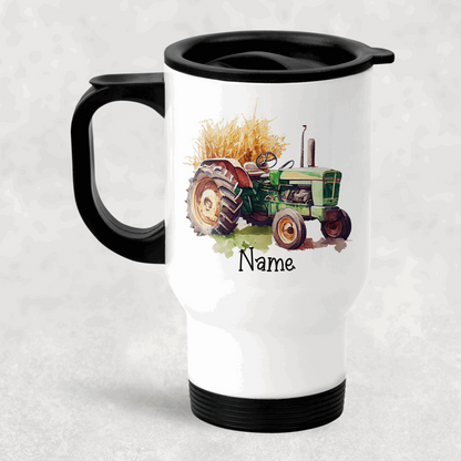 Red tractor personalised travel mug