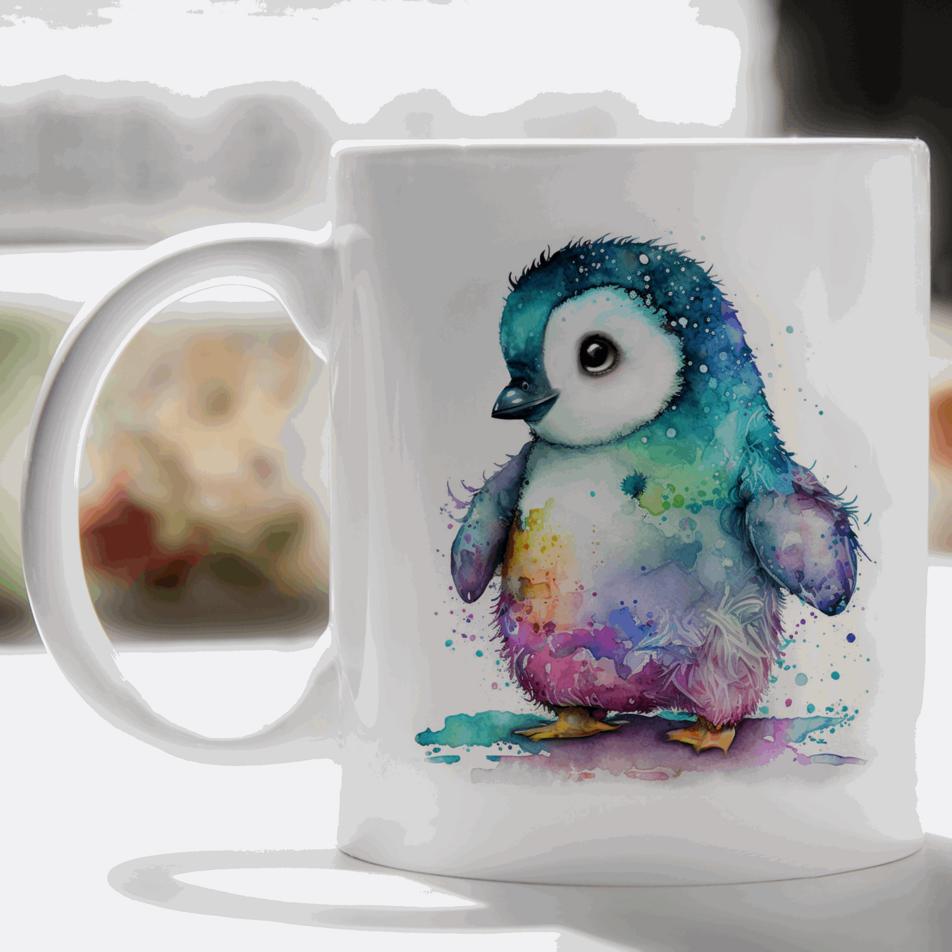 Rainbow penguin mug - colourful mug - personalised mug - moose and goose gifts