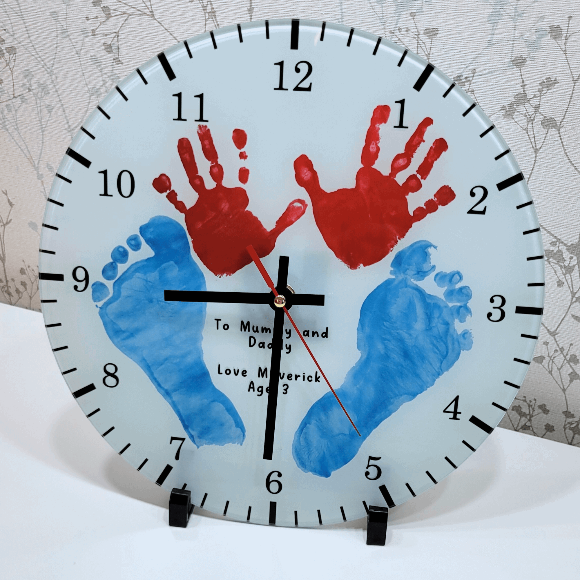 Personalised Handprint & Drawing Glass Clock – Moose and Goose Gifts