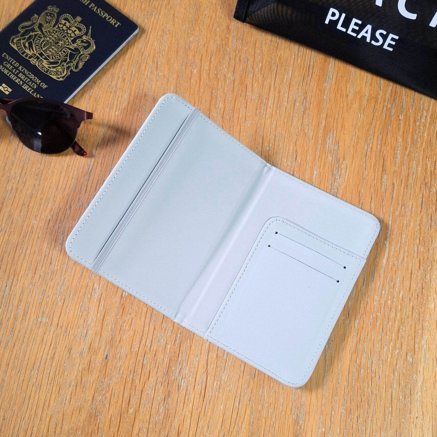 Inside of personalised passport cover