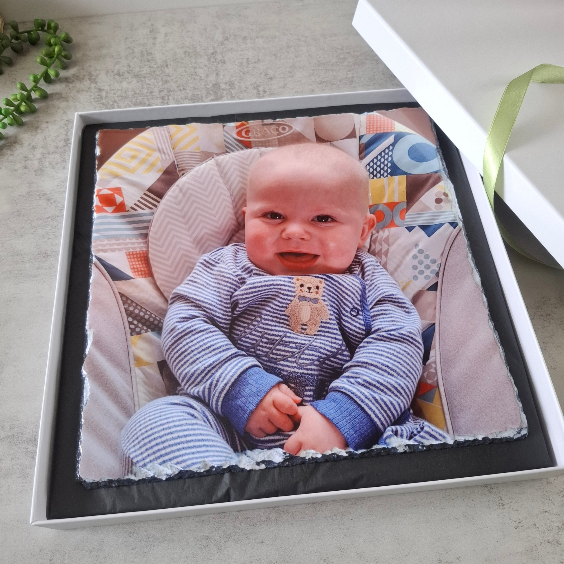 Large personalised photo slate with gift box
