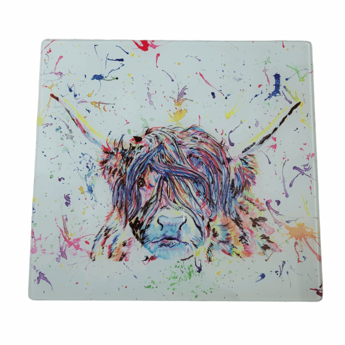Watercolour cow glass cutting board - Moose and Goose Gifts