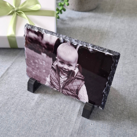 Printed personalised photo slate rectangle