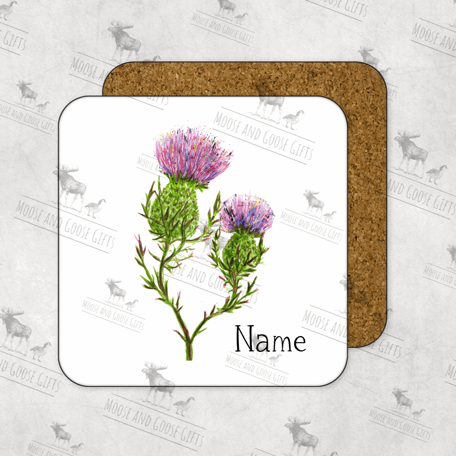 Scottish thistle coaster - Gift idea, personalised gift, Moose and goose gifts