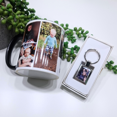 Photo Mug + Metal Keyring Bundle (Perfect Personalised Gift Set)