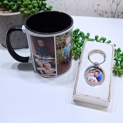 Photo Mug + Metal Keyring Bundle (Perfect Personalised Gift Set)