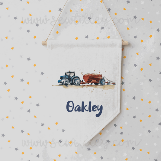 Tractor linen flag - 6 options - Sew Tilley