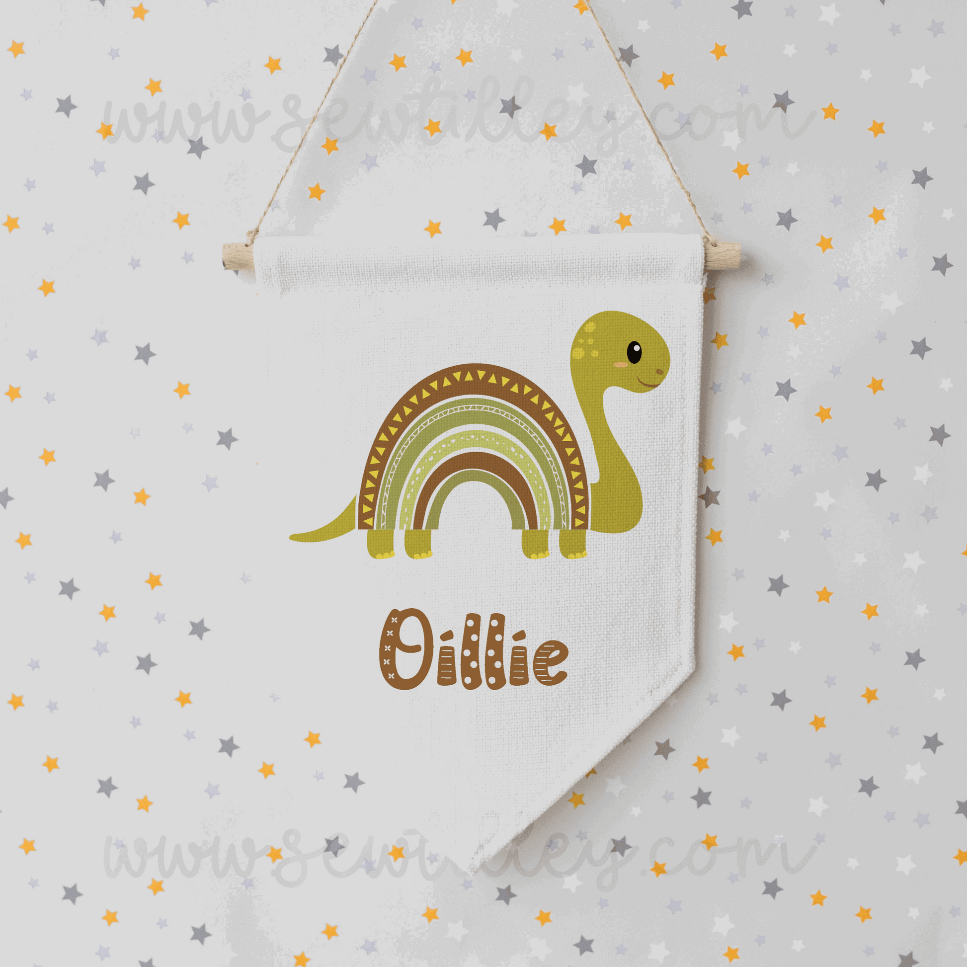 Dino linen flag - 4 options - Sew Tilley