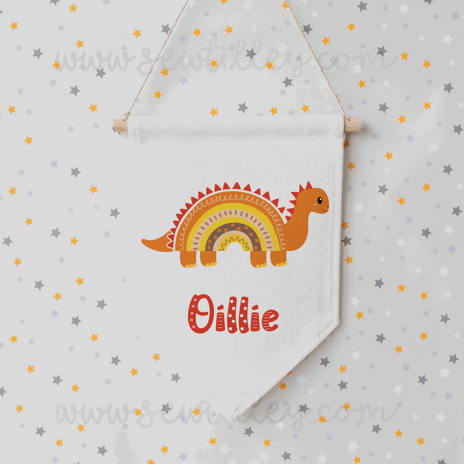 Dino linen flag - 4 options - Sew Tilley
