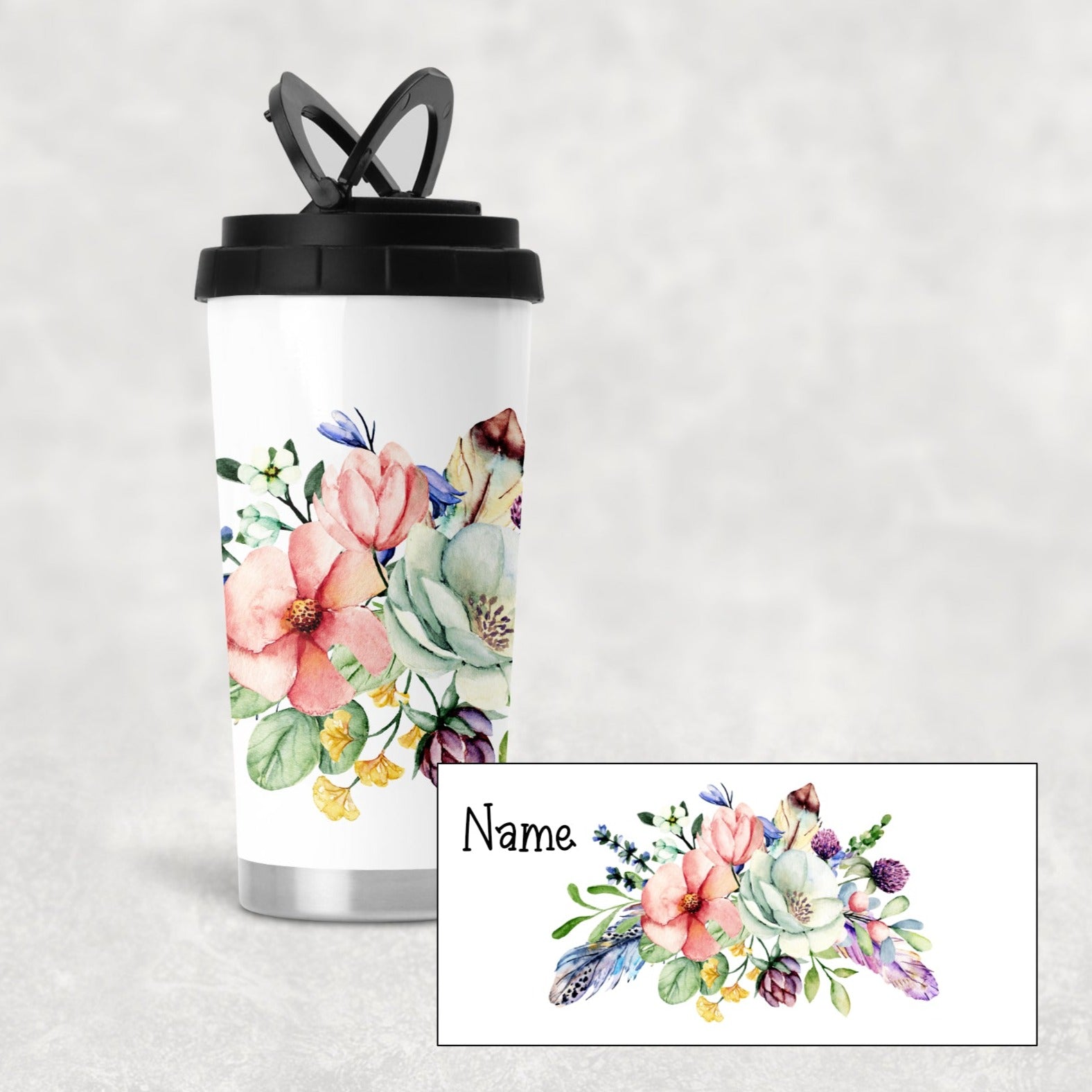 Floral travel mug - Insulated travel mug - Coffee on the go - M&amp;G - Unique gifts to give